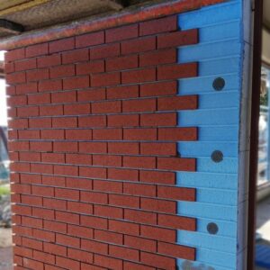 Mağaza 55 mm Tuğla Kanallı Xps ile Kırmızı Klinker Tuğla Sistemi (100m2)