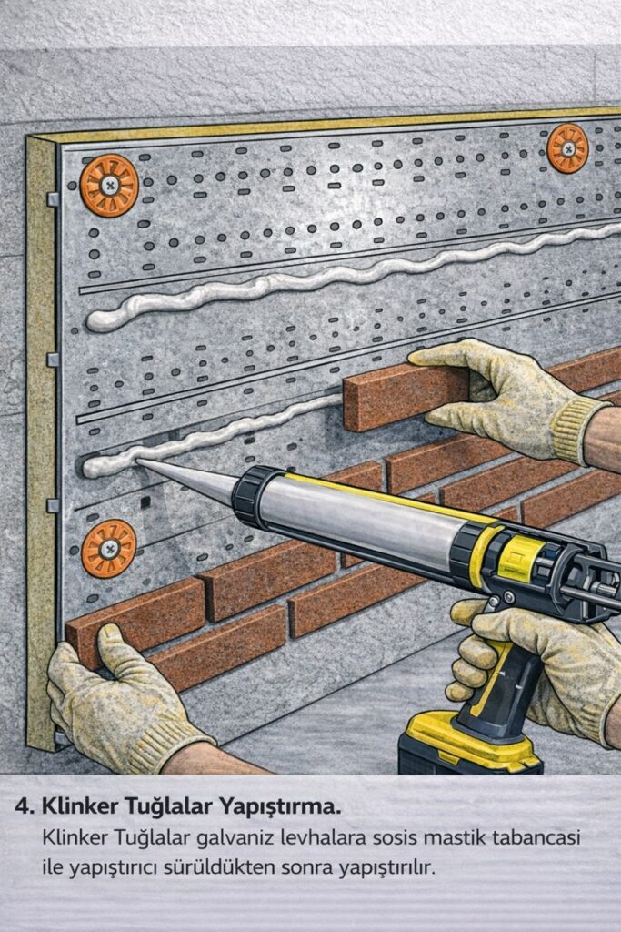 Taşyünü Üstüne I-S Board (Galvaniz Levha) ile Klinker Tuğla Uygulama 2026 Taşyünü Üstüne I-S Board (Galvaniz Levha) ile Klinker Tuğla Uygulama 2026